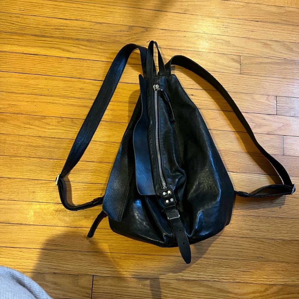 A.S. 98 Black Leather Backpack - Picture 2 of 7